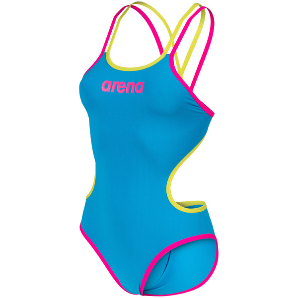 Arena W One Double Cross Back One Piece turquoise-fluopink
