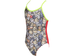 Arena Kitties Kids Girl One Piece multi-fluo-red-s.green