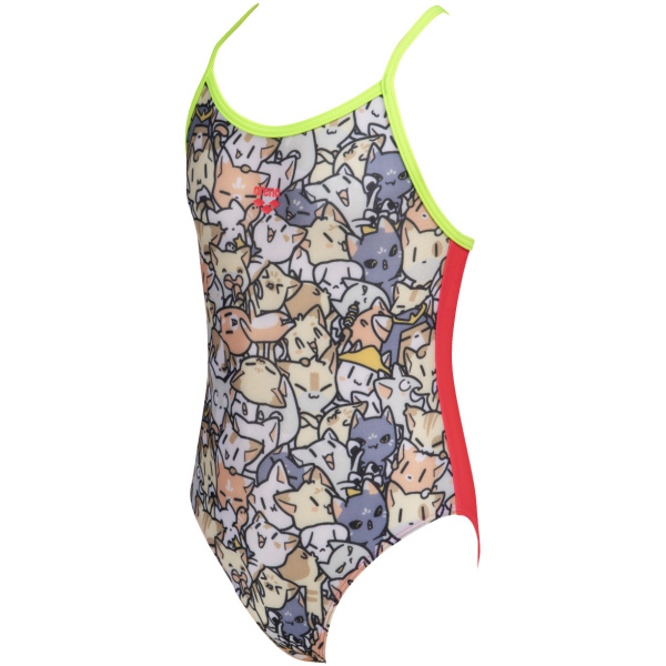 Arena Kitties Kids Girl One Piece multi-fluo-red-s.green