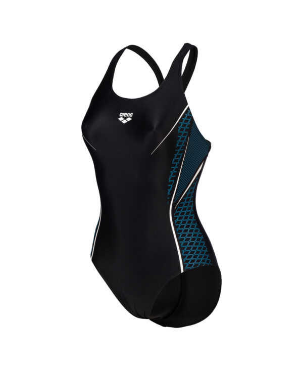 Arena W Modular Swimsuit V Back black-turquoise