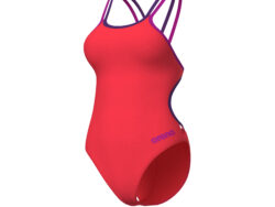 Arena W Solid Swimsuit Double Cross Back bright-coral/plum/v
