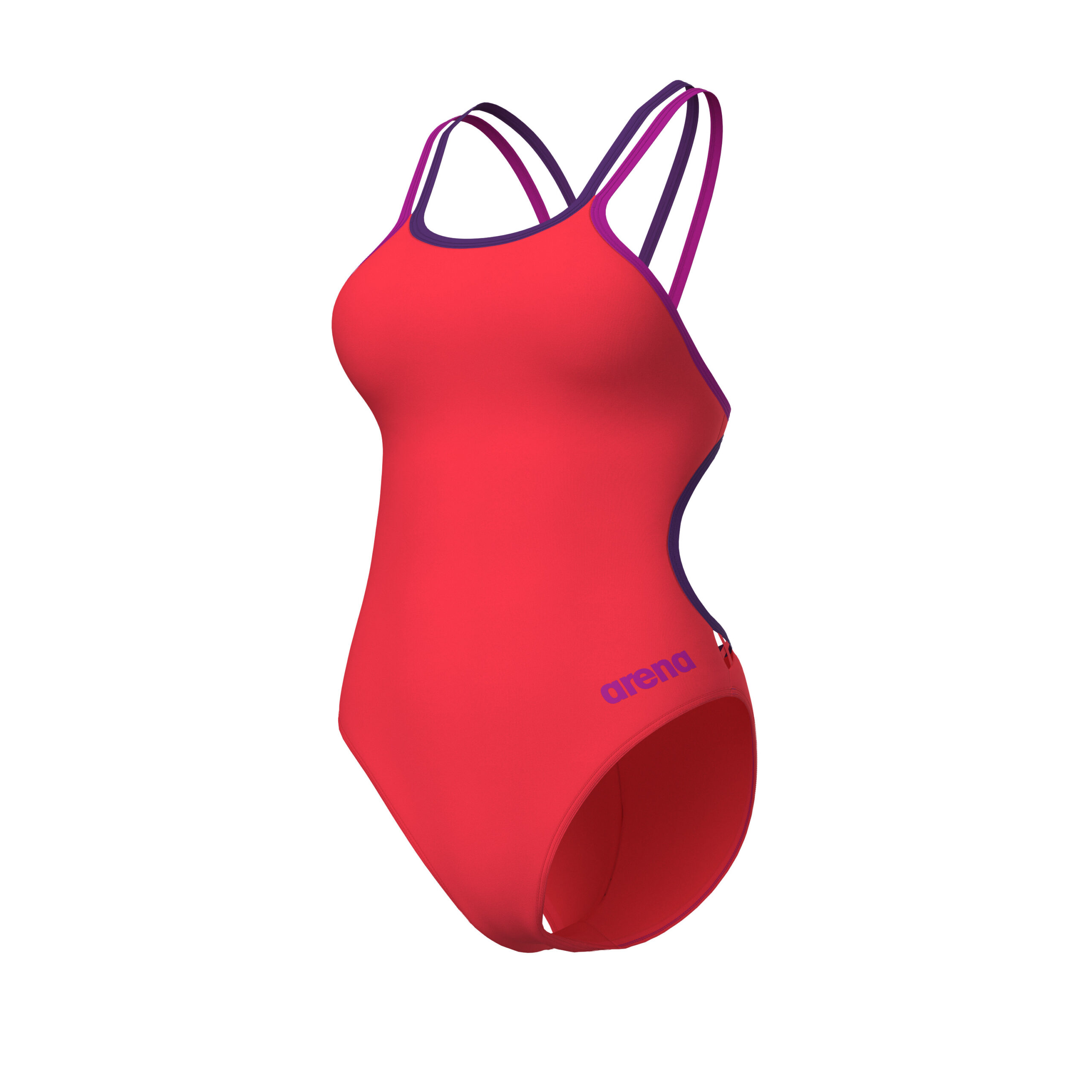 Arena W Solid Swimsuit Double Cross Back bright-coral/plum/v